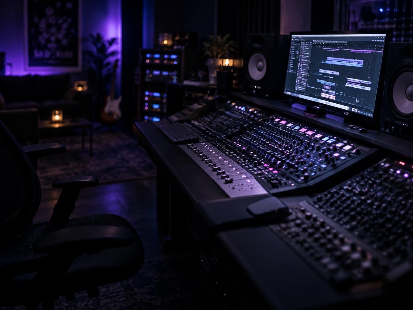 Consola de mezcla en estudio
